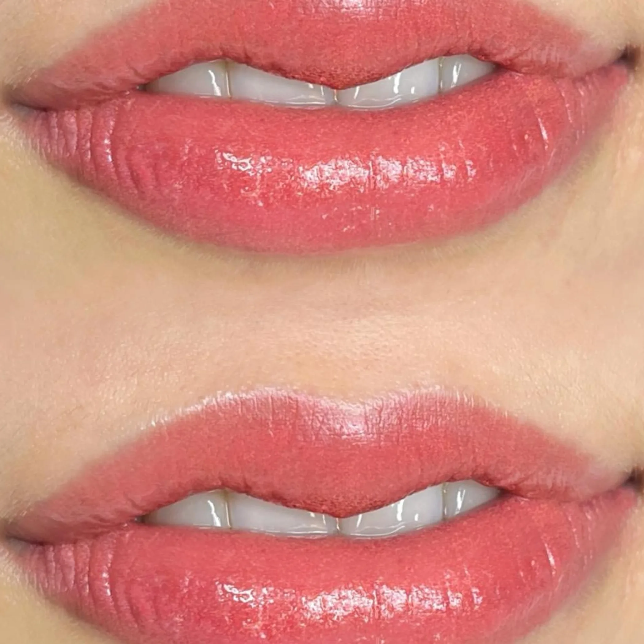 close-up of lip tattoo on lips